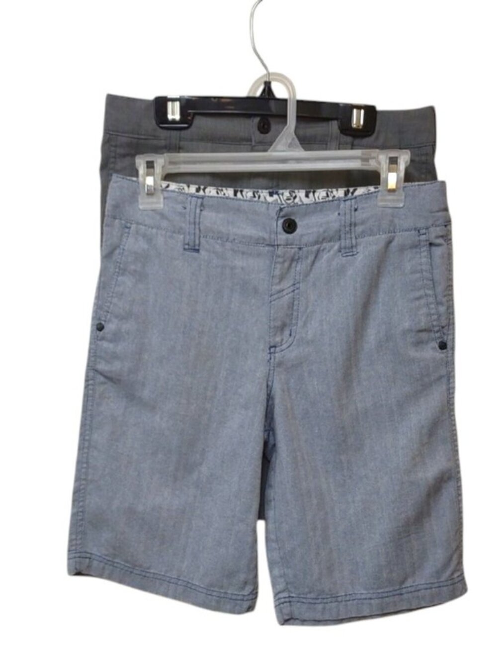Shaun White Boys Large 2 Pair Shorts (Blue Denim Herringbone & Med Gray Chino)
